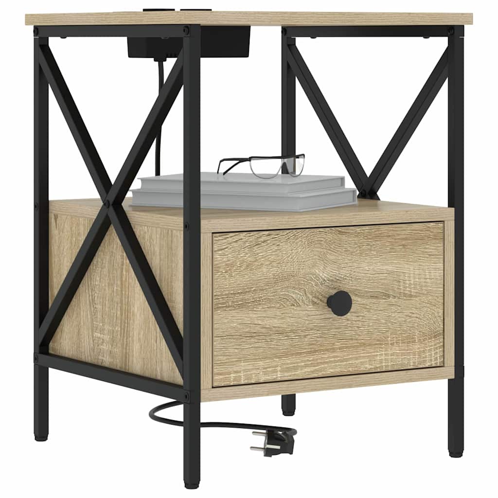 Nachtkastje 2 pcs Sonoma Eiken 41,5 x 40,5 x 55 cm Bewerkt hout is nu te koop bij PeponiXL, paradijselijk wonen!
