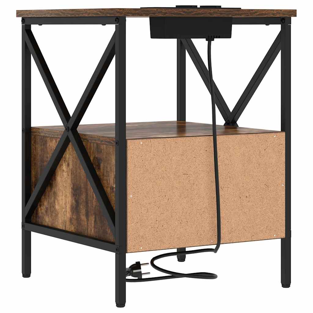 Nachtkastje Gerookt eiken 41,5 x 40,5 x 55 cm Bewerkt hout is nu te koop bij PeponiXL, paradijselijk wonen!