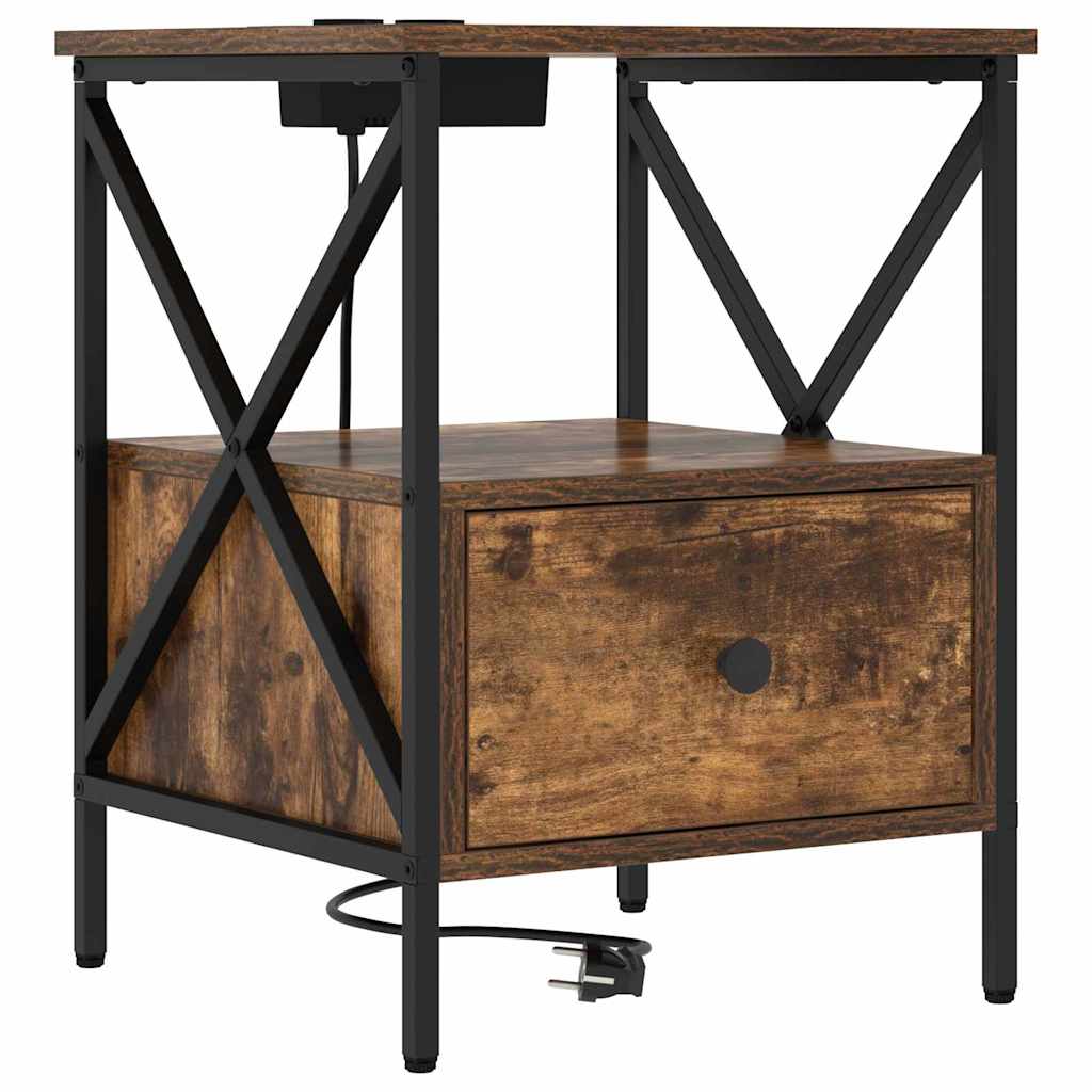 Nachtkastje met lade 2 pcs Gerookt eiken 41,5 x 40,5 x 55 cm is nu te koop bij PeponiXL, paradijselijk wonen!