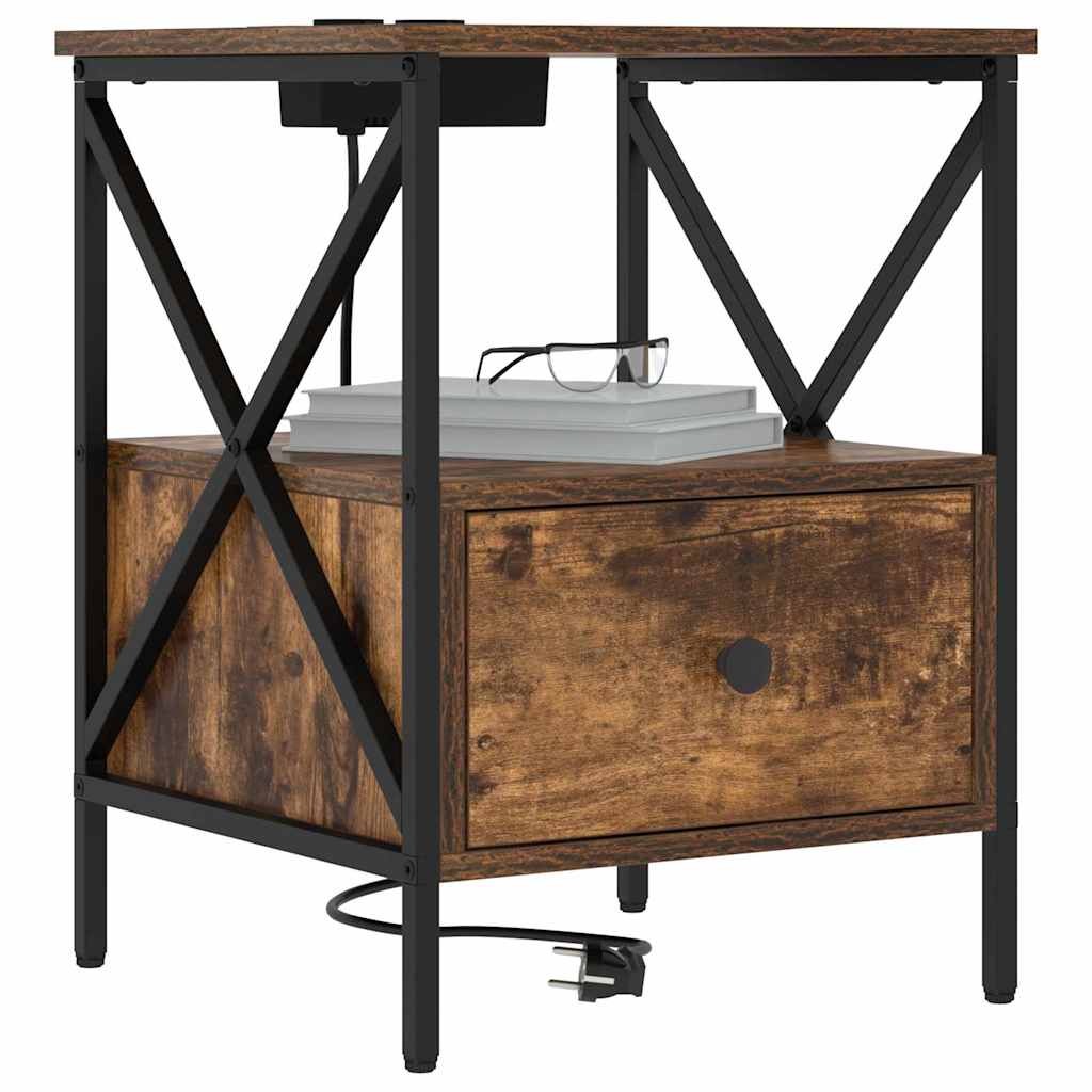 Nachtkastje met lade 2 pcs Gerookt eiken 41,5 x 40,5 x 55 cm is nu te koop bij PeponiXL, paradijselijk wonen!