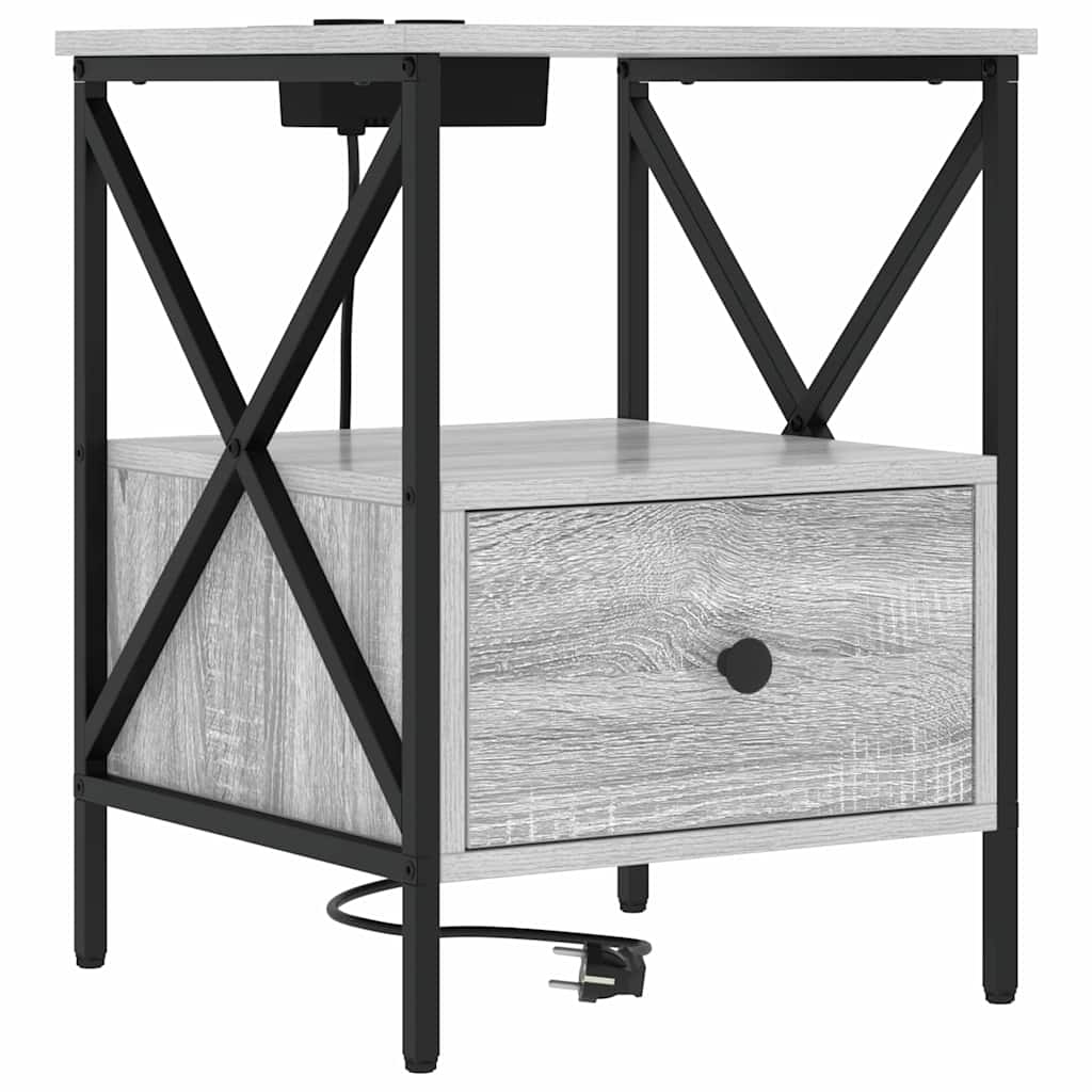 Nachtkastje Grijs Sonoma 41,5 x 40,5 x 55 cm Bewerkt hout is nu te koop bij PeponiXL, paradijselijk wonen!