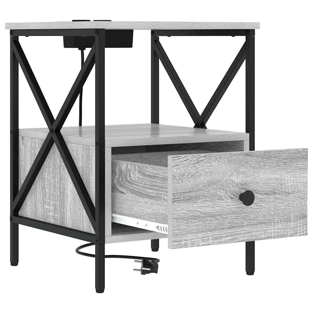 Nachtkastje Grijs Sonoma 41,5 x 40,5 x 55 cm Bewerkt hout is nu te koop bij PeponiXL, paradijselijk wonen!