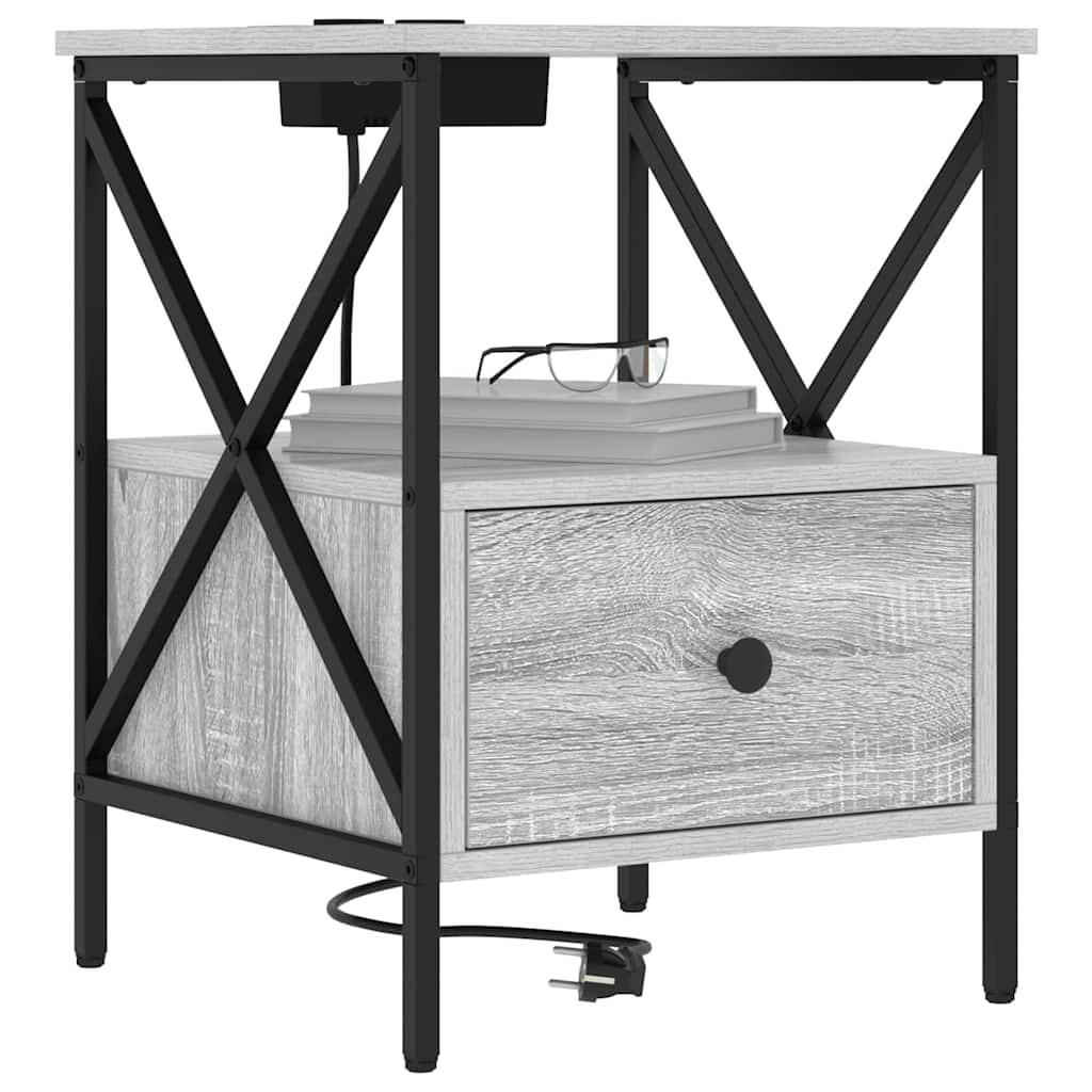 Nachtkastje Grijs Sonoma 41,5 x 40,5 x 55 cm Bewerkt hout is nu te koop bij PeponiXL, paradijselijk wonen!