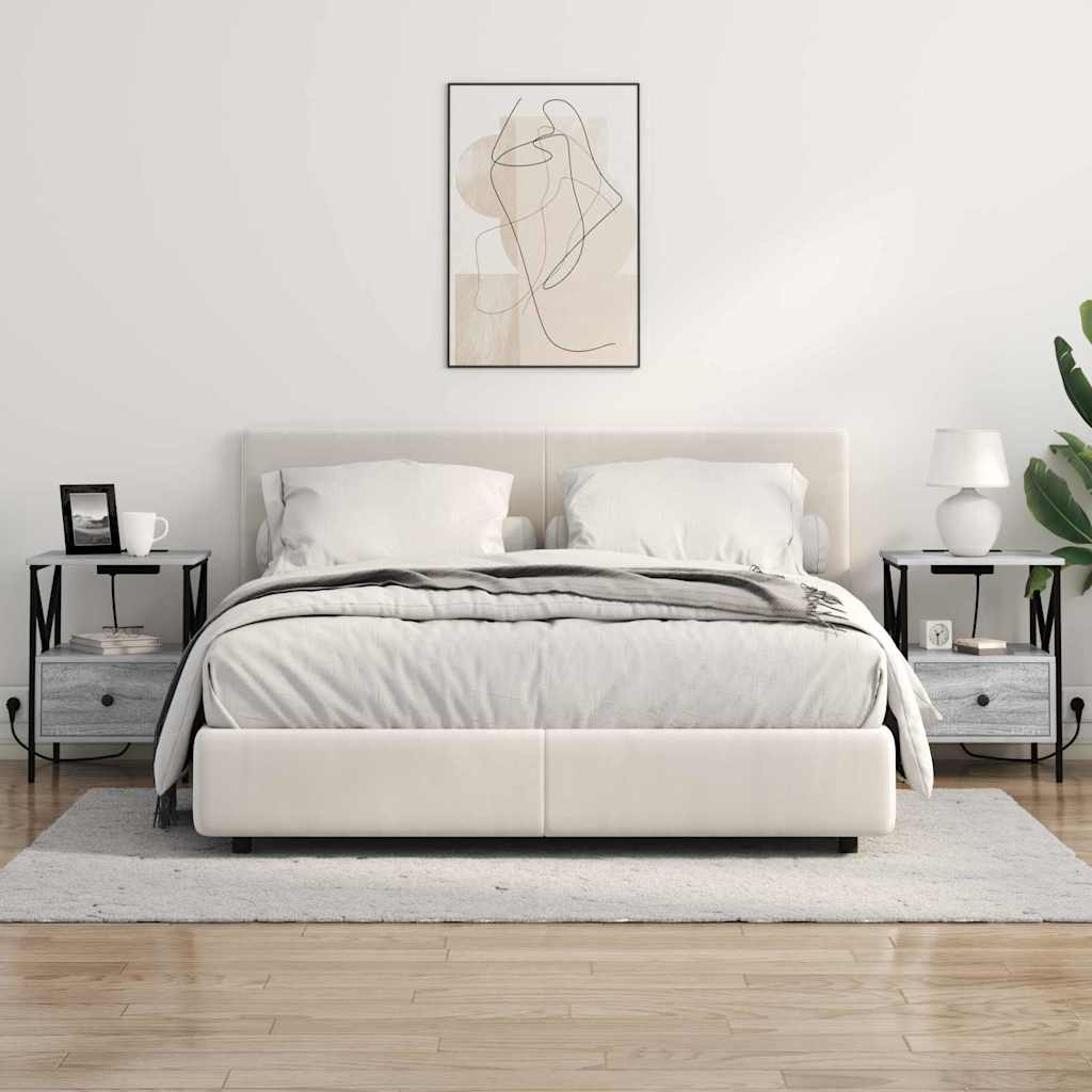 Nachtkastje 2 pcs Grijs Sonoma 41,5 x 40,5 x 55 cm Bewerkt hout is nu te koop bij PeponiXL, paradijselijk wonen!