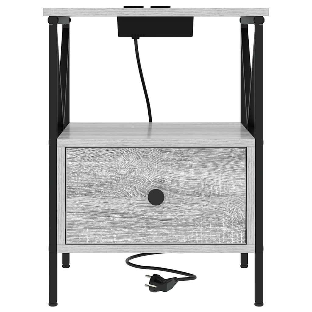 Nachtkastje 2 pcs Grijs Sonoma 41,5 x 40,5 x 55 cm Bewerkt hout is nu te koop bij PeponiXL, paradijselijk wonen!