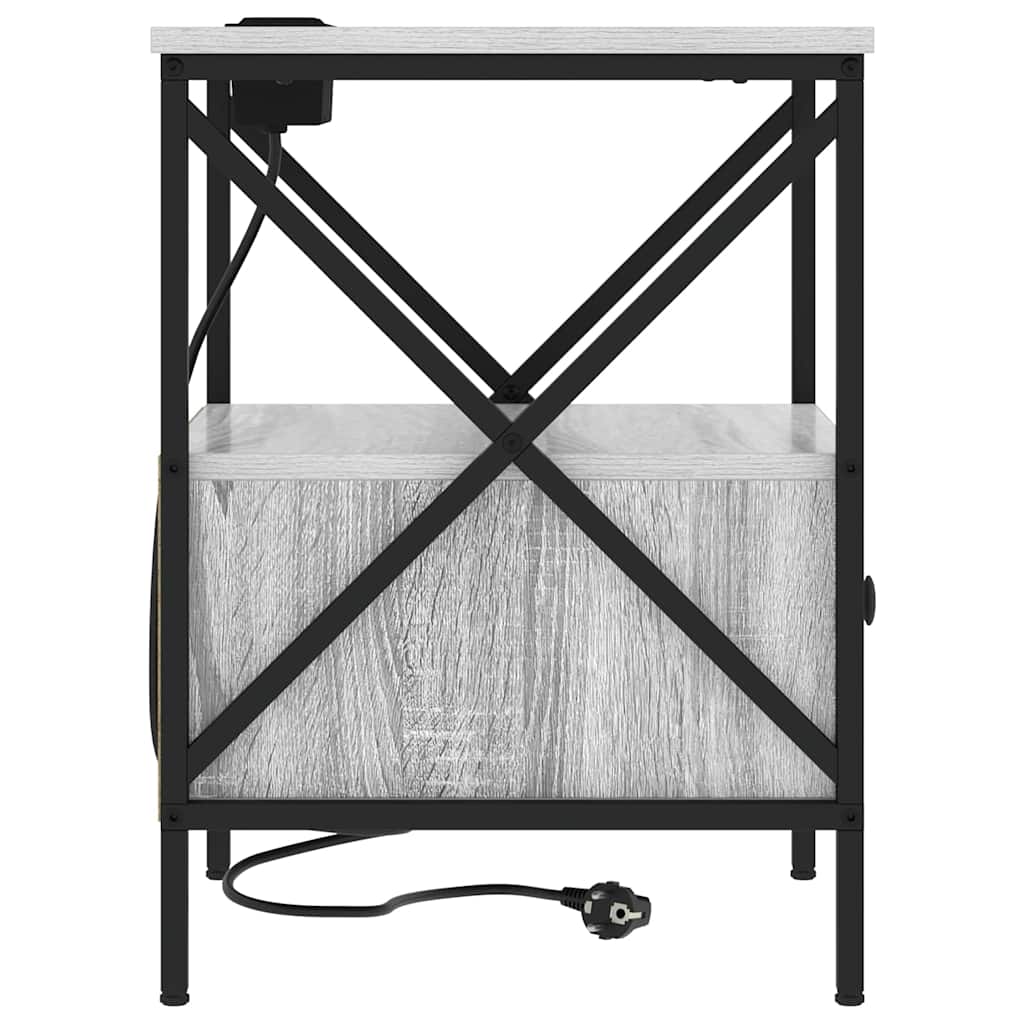 Nachtkastje 2 pcs Grijs Sonoma 41,5 x 40,5 x 55 cm Bewerkt hout is nu te koop bij PeponiXL, paradijselijk wonen!