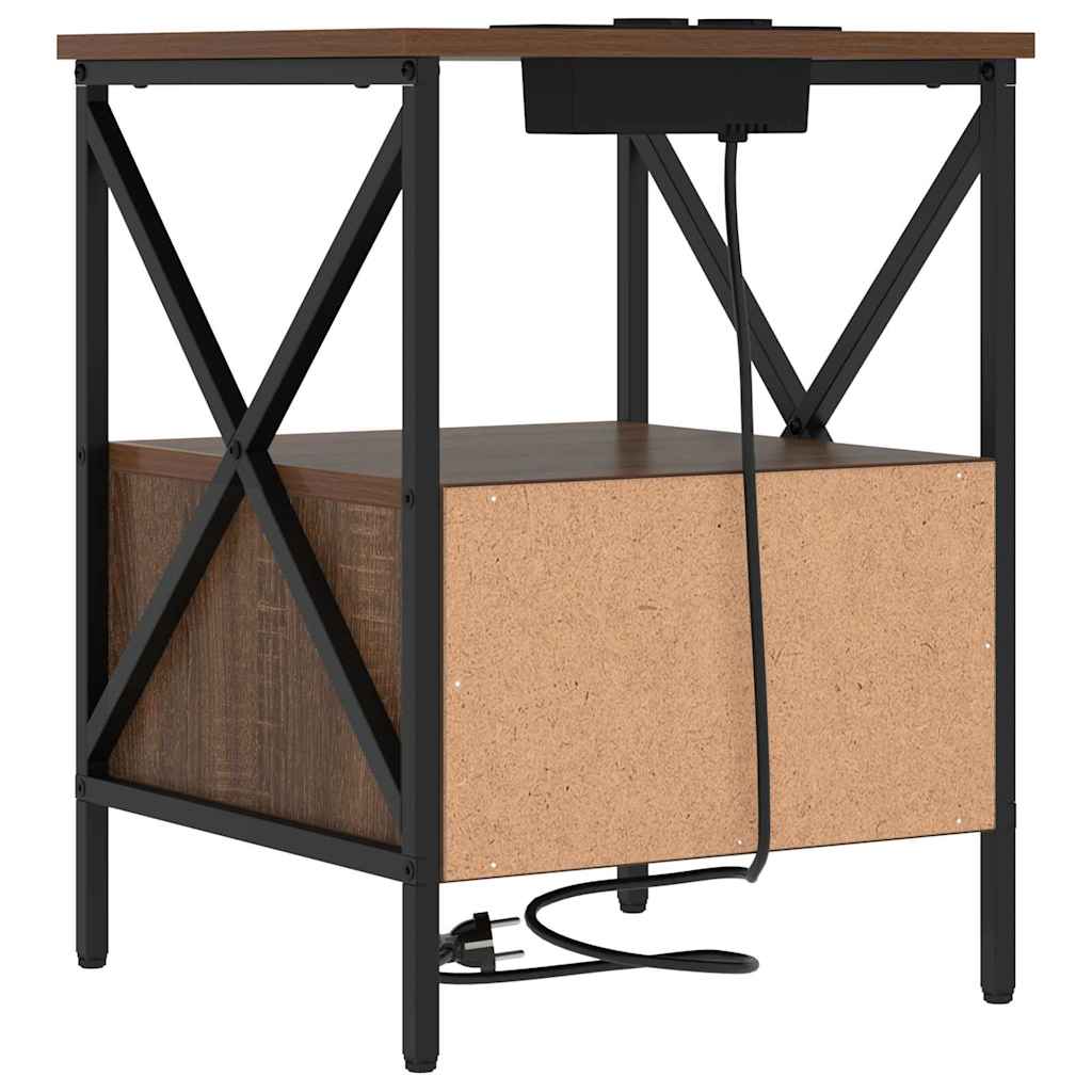 Nachtkastje Bruin Eiken 41,5 x 40,5 x 55 cm Bewerkt hout is nu te koop bij PeponiXL, paradijselijk wonen!