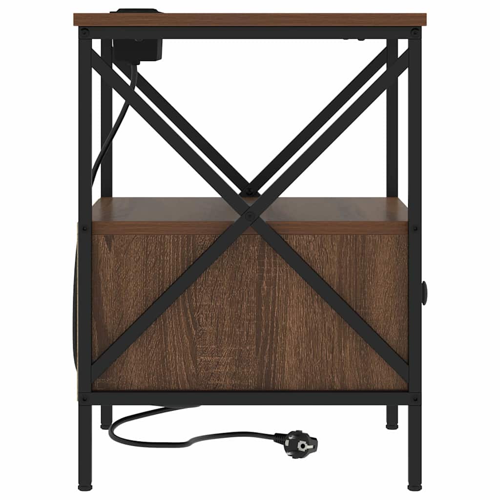Nachtkastje Bruin Eiken 41,5 x 40,5 x 55 cm Bewerkt hout is nu te koop bij PeponiXL, paradijselijk wonen!