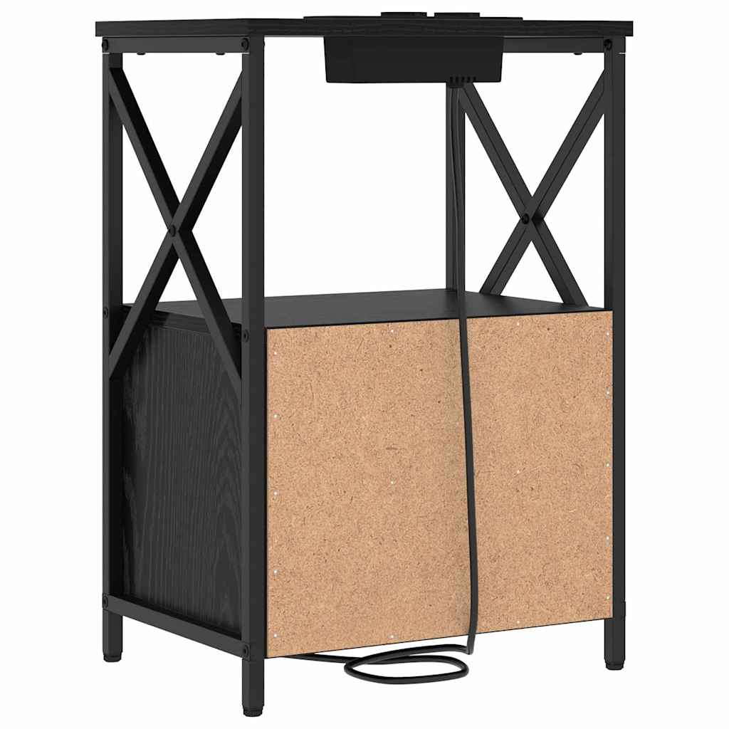 Nachtkastje met lade Zwart Eiken 40 x 31 x 60 cm Bewerkt hout is nu te koop bij PeponiXL, paradijselijk wonen!