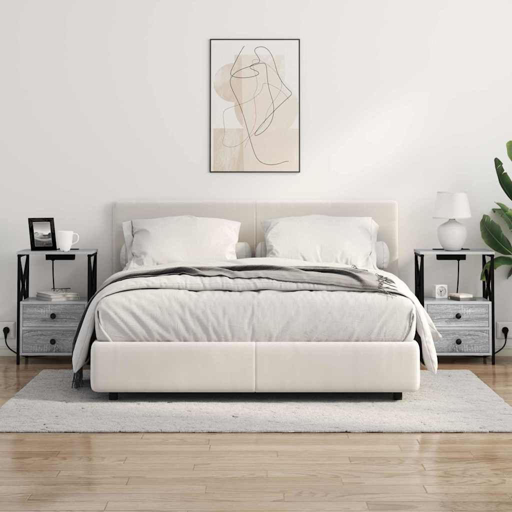 Nachtkastje met lade Grijs Sonoma 40 x 31 x 60 cm Bewerkt hout is nu te koop bij PeponiXL, paradijselijk wonen!