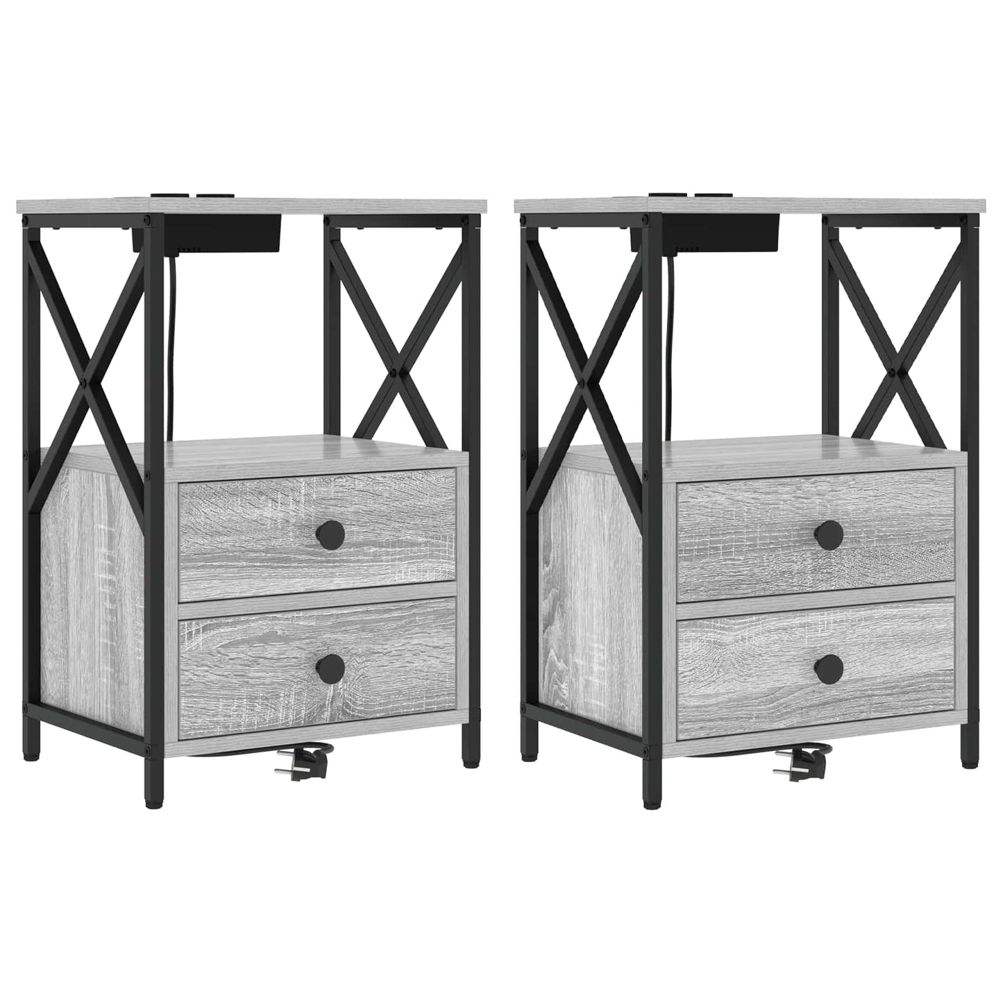 Nachtkastje 2 pcs Grijs Sonoma 40 x 31 x 60 cm Bewerkt hout is nu te koop bij PeponiXL, paradijselijk wonen!