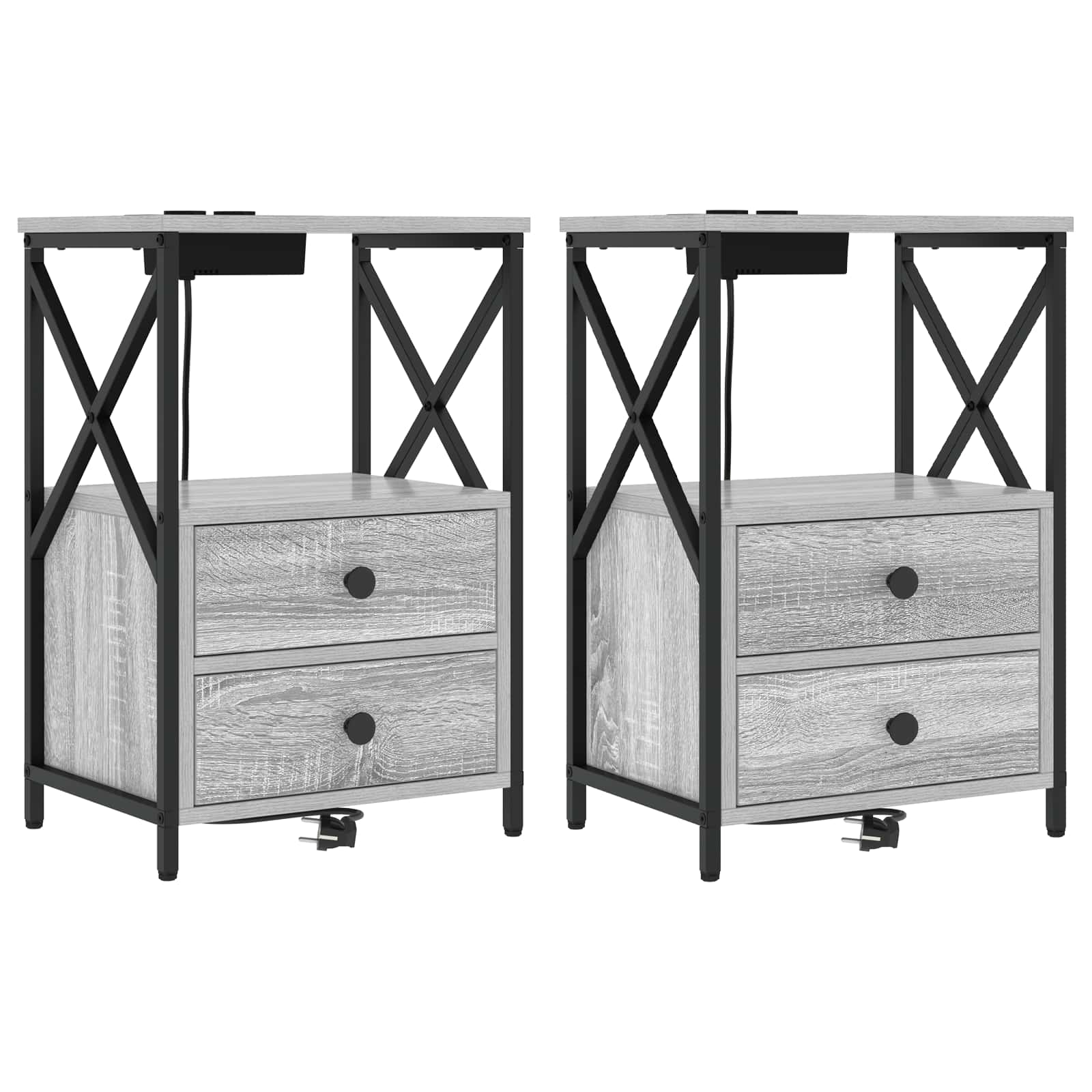 Nachtkastje 2 pcs Grijs Sonoma 40 x 31 x 60 cm Bewerkt hout is nu te koop bij PeponiXL, paradijselijk wonen!