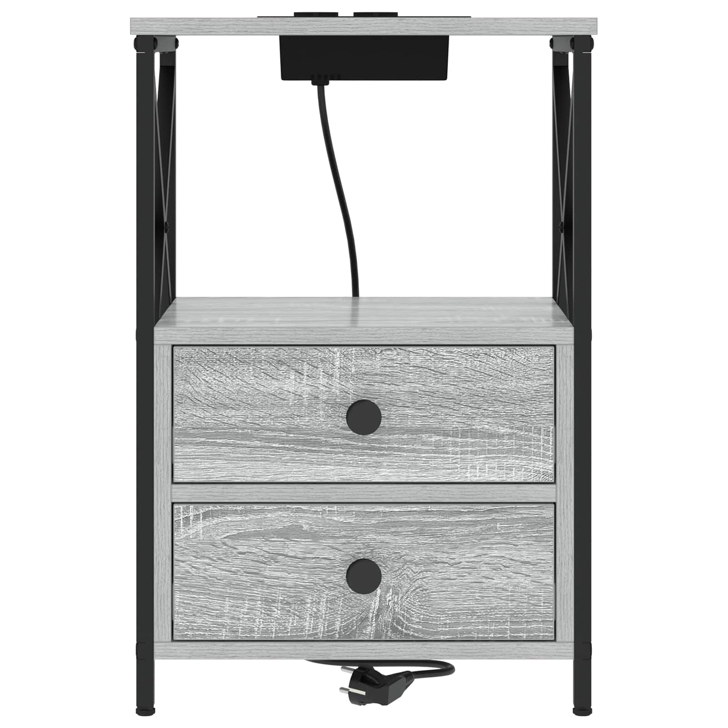 Nachtkastje 2 pcs Grijs Sonoma 40 x 31 x 60 cm Bewerkt hout is nu te koop bij PeponiXL, paradijselijk wonen!