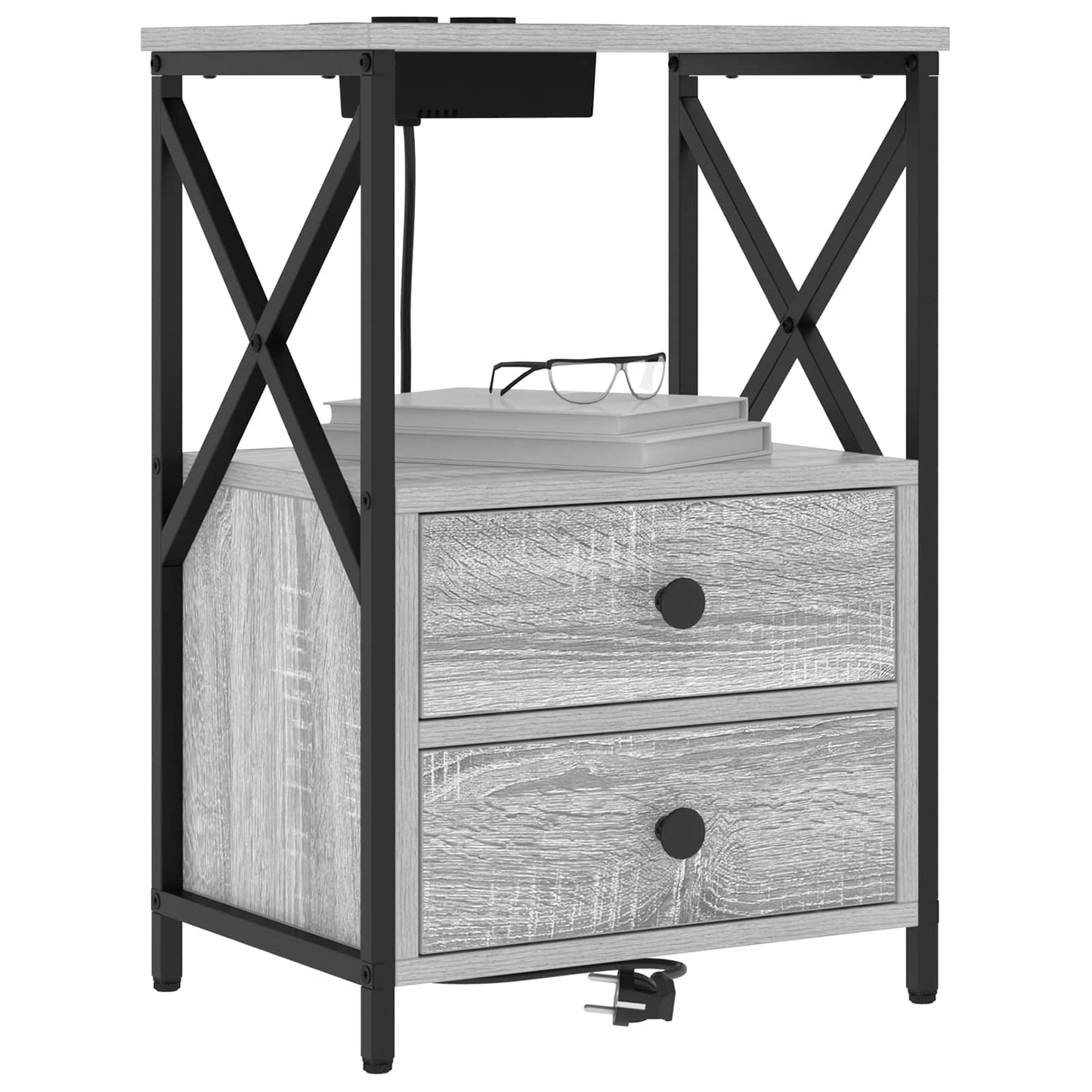 Nachtkastje 2 pcs Grijs Sonoma 40 x 31 x 60 cm Bewerkt hout is nu te koop bij PeponiXL, paradijselijk wonen!