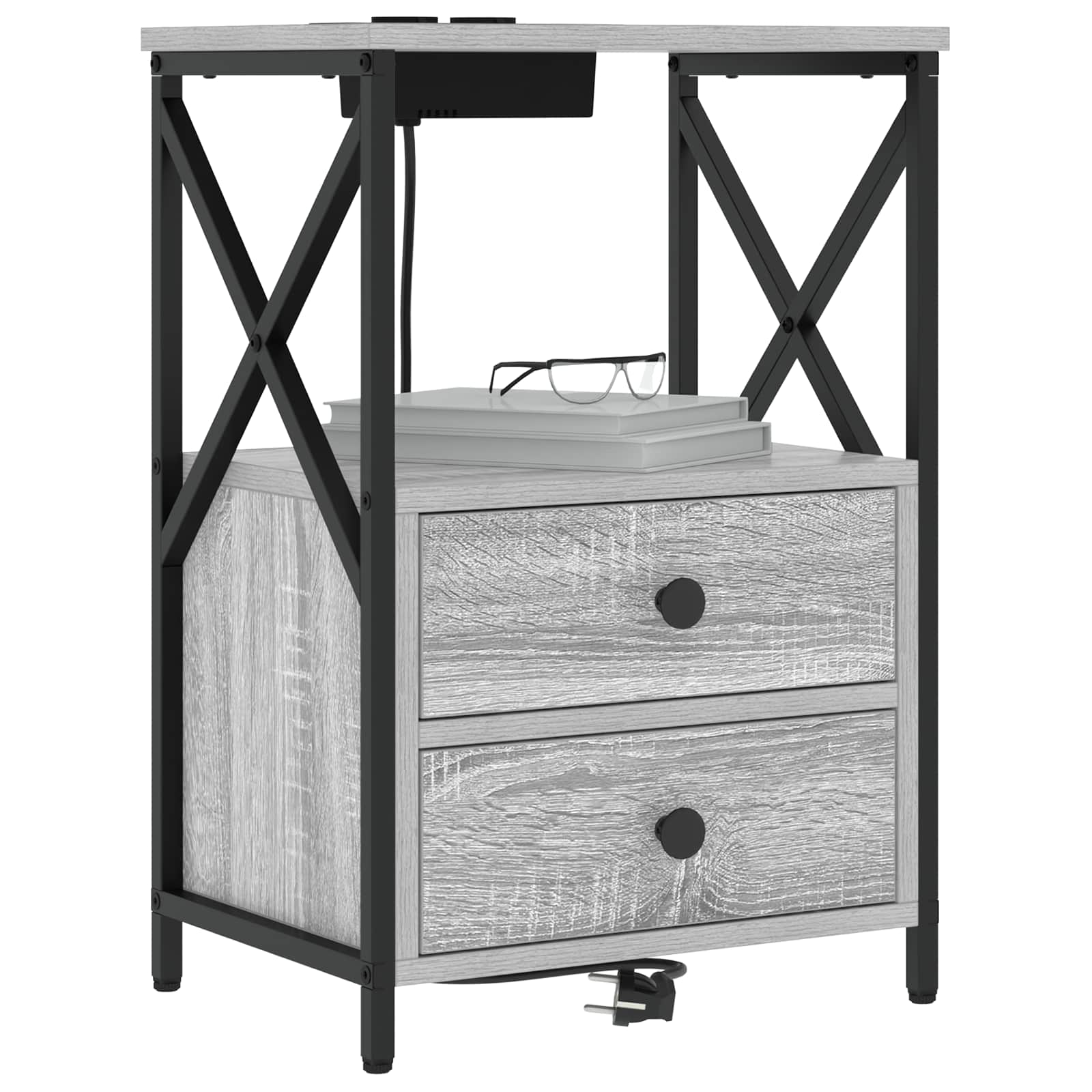 Nachtkastje 2 pcs Grijs Sonoma 40 x 31 x 60 cm Bewerkt hout is nu te koop bij PeponiXL, paradijselijk wonen!