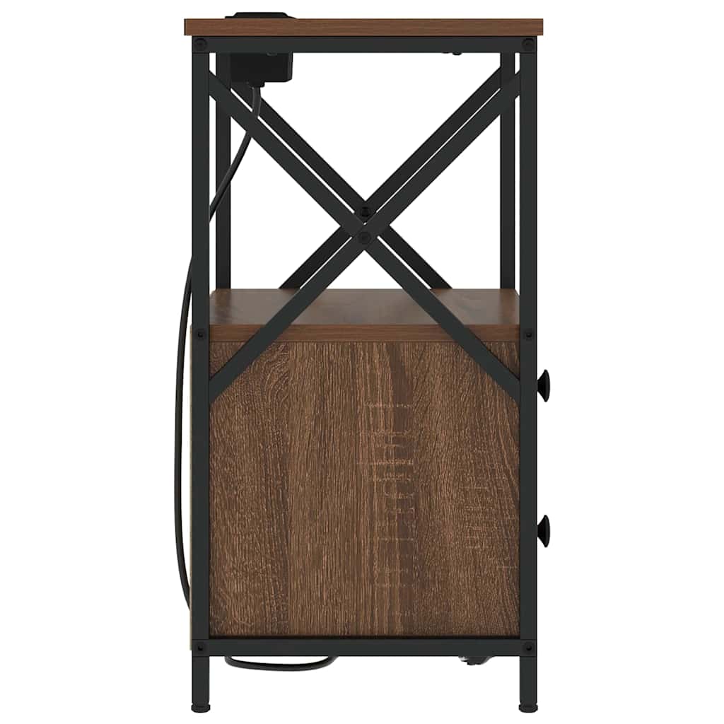 Nachtkastje met lade Bruin Eiken 40 x 31 x 60 cm Bewerkt hout is nu te koop bij PeponiXL, paradijselijk wonen!