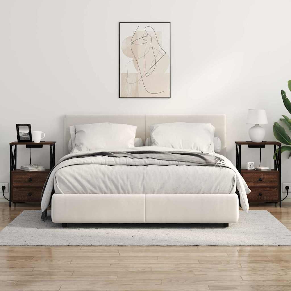 Nachtkastje 2 pcs Bruin Eiken 40 x 31 x 60 cm Bewerkt hout is nu te koop bij PeponiXL, paradijselijk wonen!
