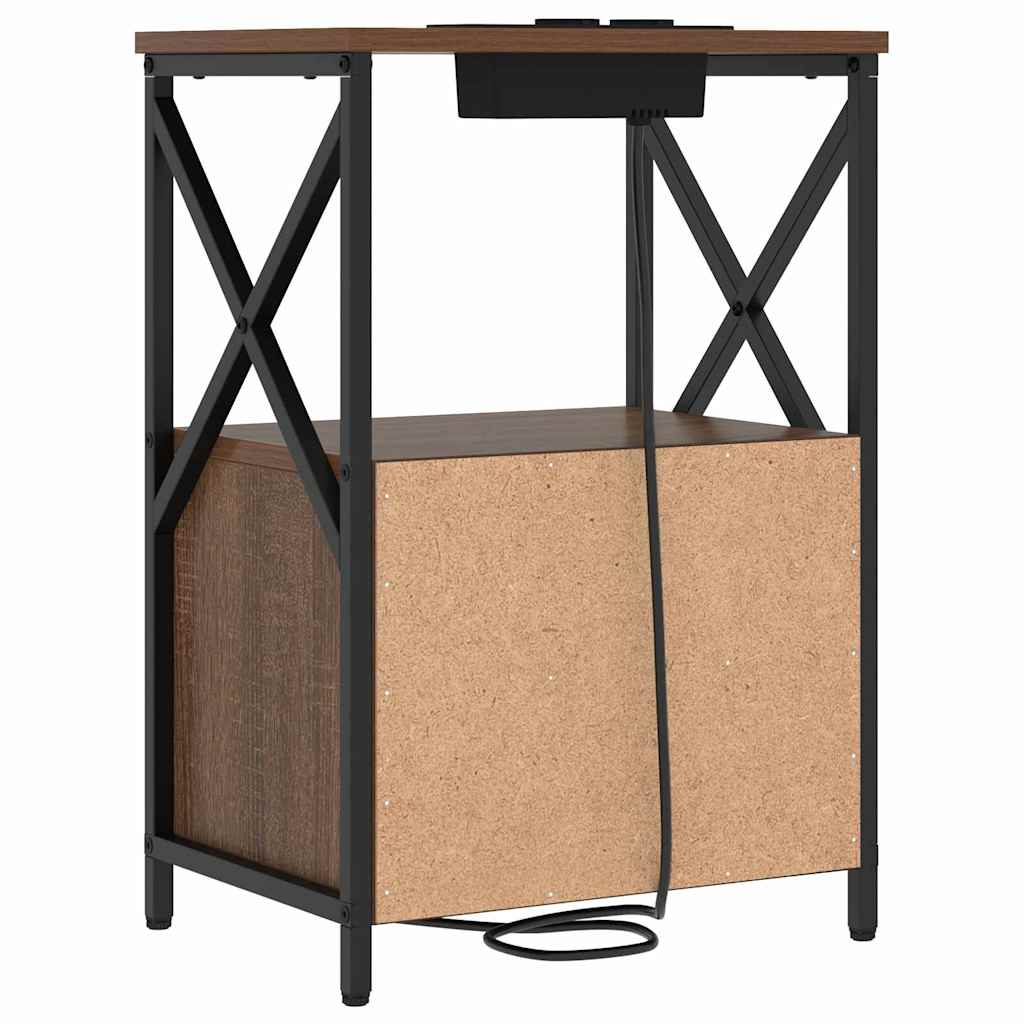 Nachtkastje 2 pcs Bruin Eiken 40 x 31 x 60 cm Bewerkt hout is nu te koop bij PeponiXL, paradijselijk wonen!