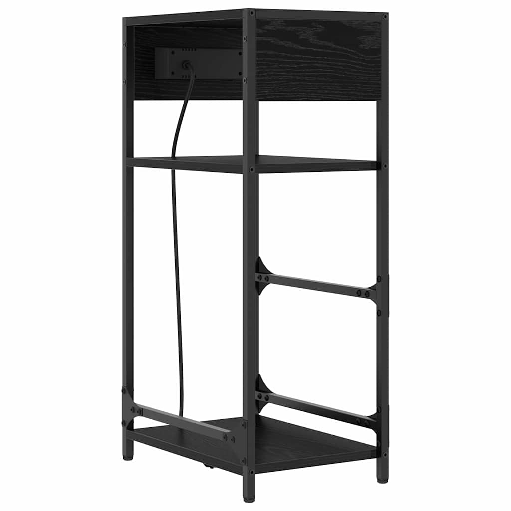 Nachtkastje Zwart Eiken 40 x 27 x 76 cm Bewerkt hout is nu te koop bij PeponiXL, paradijselijk wonen!