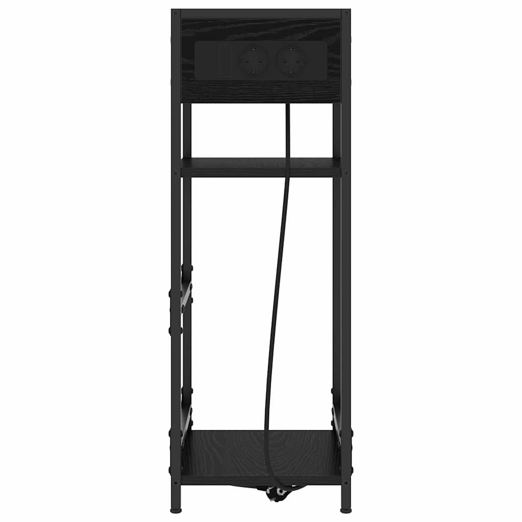Nachtkastje Zwart Eiken 40 x 27 x 76 cm Bewerkt hout is nu te koop bij PeponiXL, paradijselijk wonen!