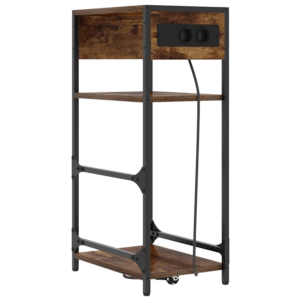 Nachtkastje Gerookt eiken 40 x 27 x 76 cm Bewerkt hout is nu te koop bij PeponiXL, paradijselijk wonen!