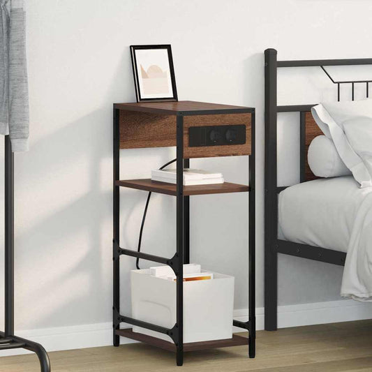 Nachtkastje Bruin Eiken 40 x 27 x 76 cm Bewerkt hout is nu te koop bij PeponiXL, paradijselijk wonen!