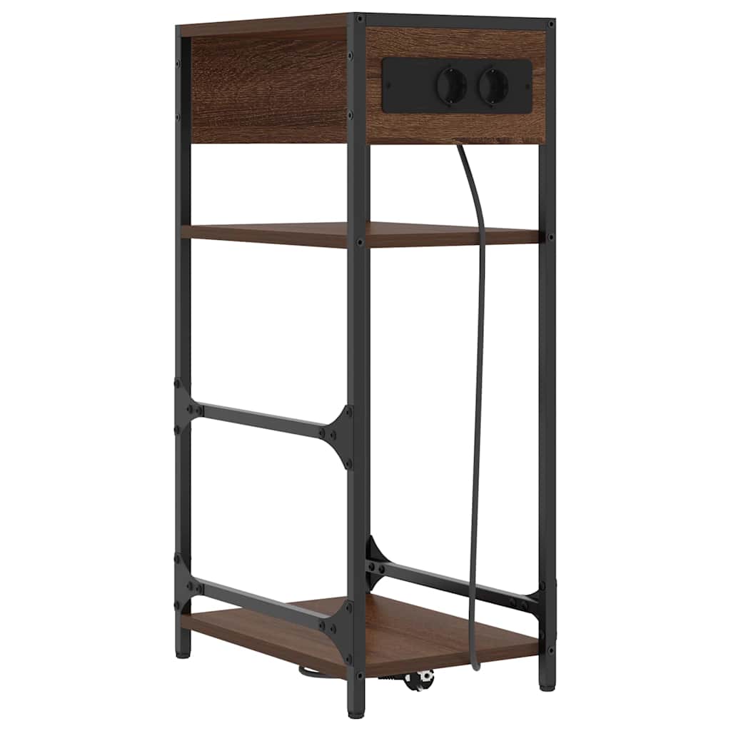 Nachtkastje Bruin Eiken 40 x 27 x 76 cm Bewerkt hout is nu te koop bij PeponiXL, paradijselijk wonen!