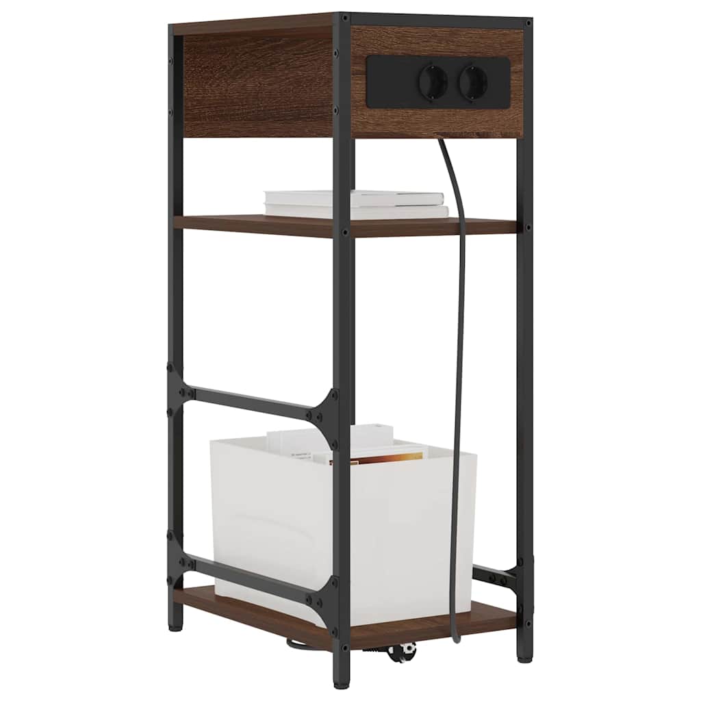 Nachtkastje Bruin Eiken 40 x 27 x 76 cm Bewerkt hout is nu te koop bij PeponiXL, paradijselijk wonen!