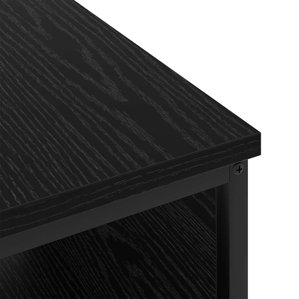 Nachtkastje Zwart Eiken 41 x 28 x 76 cm Bewerkt hout is nu te koop bij PeponiXL, paradijselijk wonen!