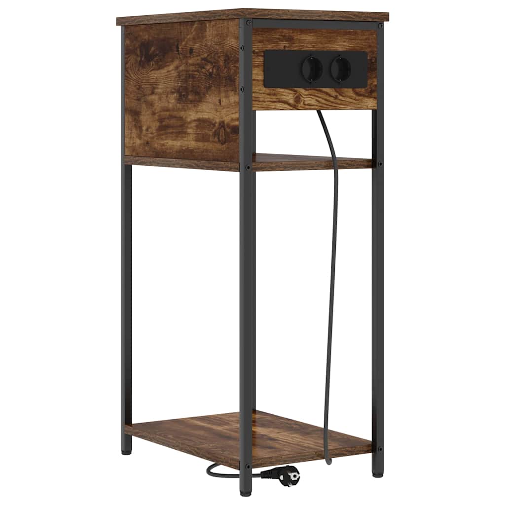 Nachtkastje Gerookt eiken 41 x 28 x 76 cm Bewerkt hout is nu te koop bij PeponiXL, paradijselijk wonen!