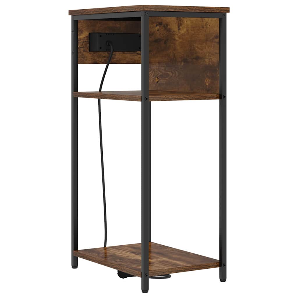 Nachtkastje Gerookt eiken 41 x 28 x 76 cm Bewerkt hout is nu te koop bij PeponiXL, paradijselijk wonen!