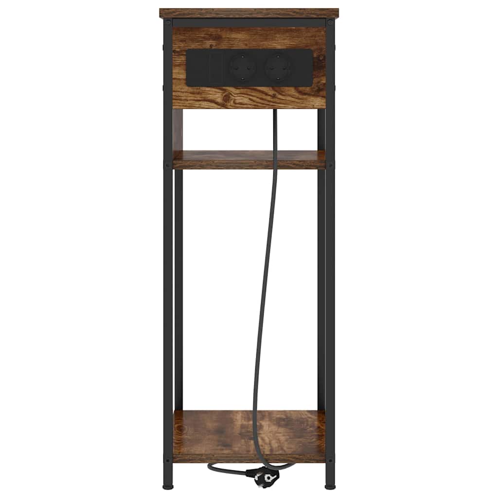 Nachtkastje Gerookt eiken 41 x 28 x 76 cm Bewerkt hout is nu te koop bij PeponiXL, paradijselijk wonen!
