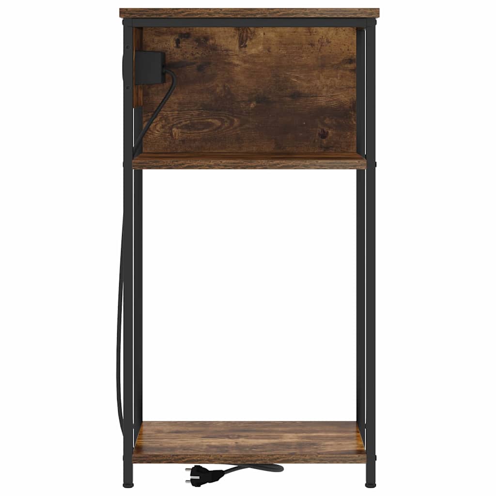 Nachtkastje Gerookt eiken 41 x 28 x 76 cm Bewerkt hout is nu te koop bij PeponiXL, paradijselijk wonen!