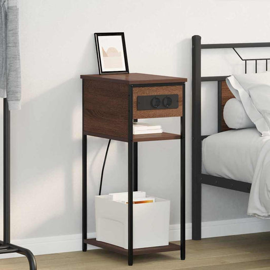 Nachtkastje Bruin Eiken 41 x 28 x 76 cm Bewerkt hout is nu te koop bij PeponiXL, paradijselijk wonen!