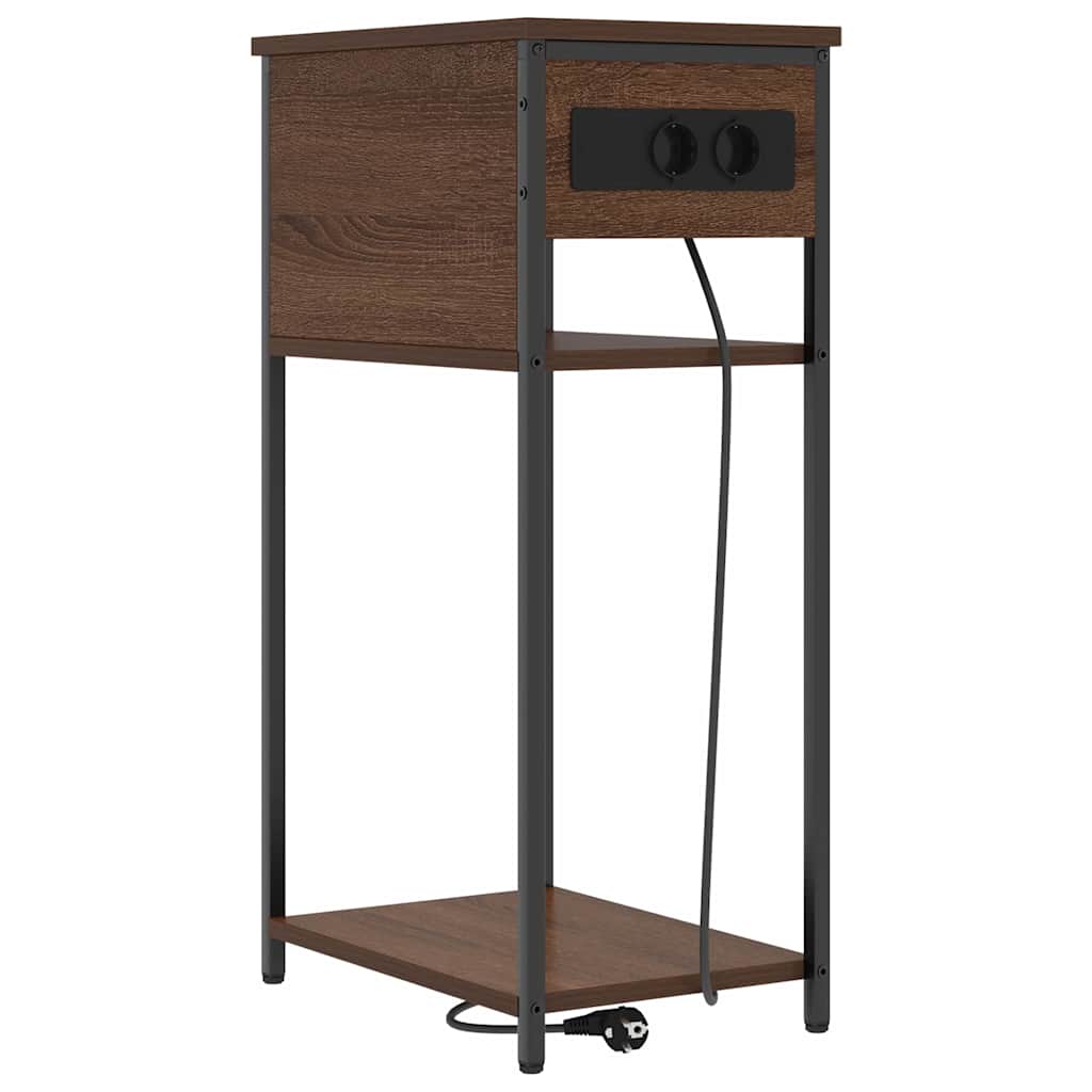 Nachtkastje Bruin Eiken 41 x 28 x 76 cm Bewerkt hout is nu te koop bij PeponiXL, paradijselijk wonen!