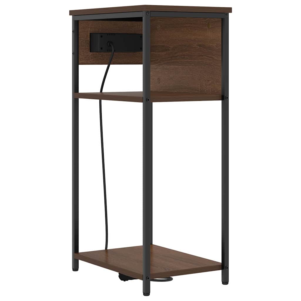 Nachtkastje Bruin Eiken 41 x 28 x 76 cm Bewerkt hout is nu te koop bij PeponiXL, paradijselijk wonen!