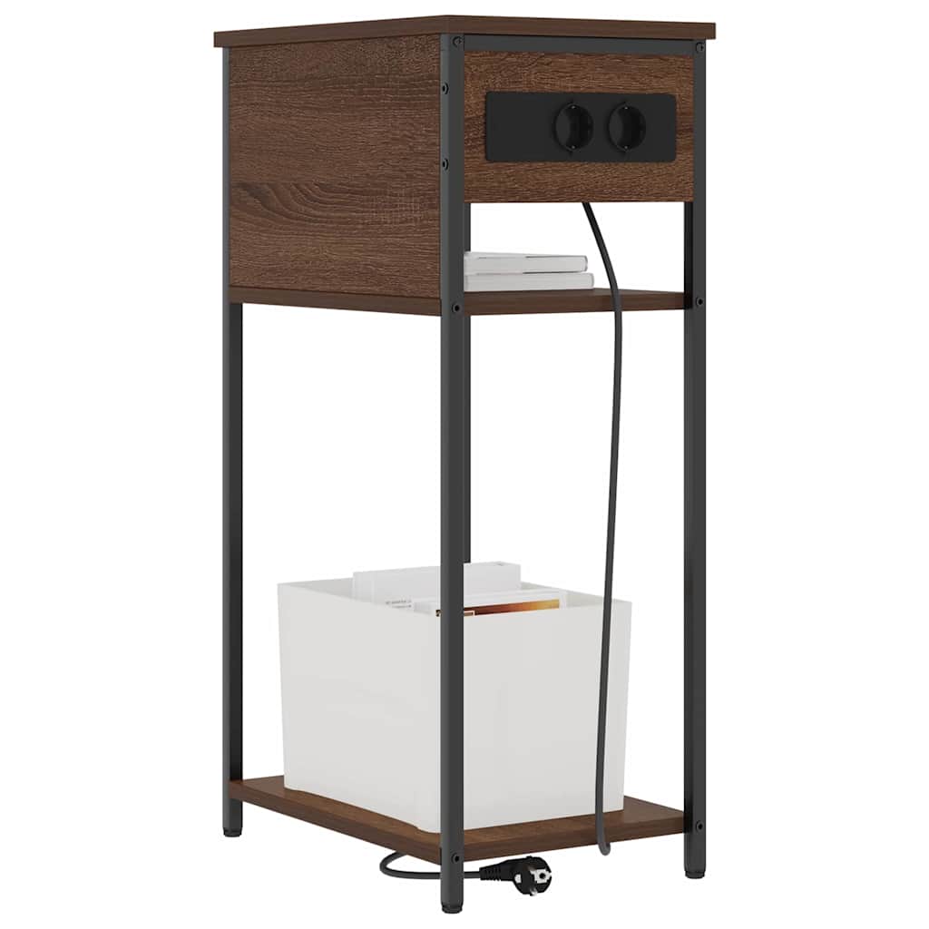 Nachtkastje Bruin Eiken 41 x 28 x 76 cm Bewerkt hout is nu te koop bij PeponiXL, paradijselijk wonen!