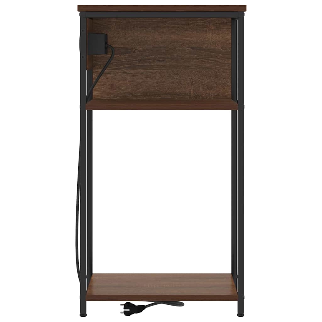 Nachtkastje Bruin Eiken 41 x 28 x 76 cm Bewerkt hout is nu te koop bij PeponiXL, paradijselijk wonen!