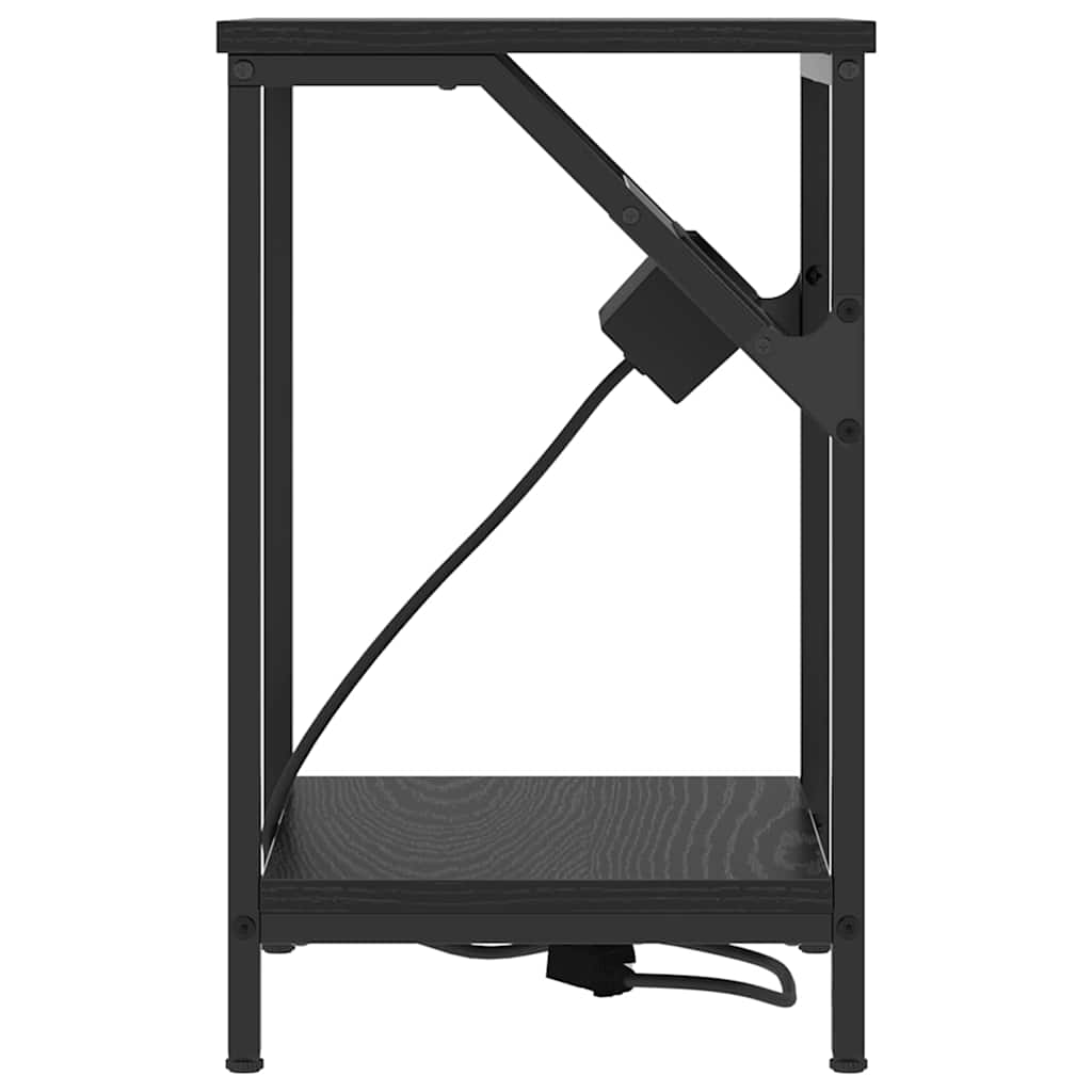 Nachtkastje 2 pcs Zwart Eiken 38 x 30 x 48 cm Bewerkt hout is nu te koop bij PeponiXL, paradijselijk wonen!