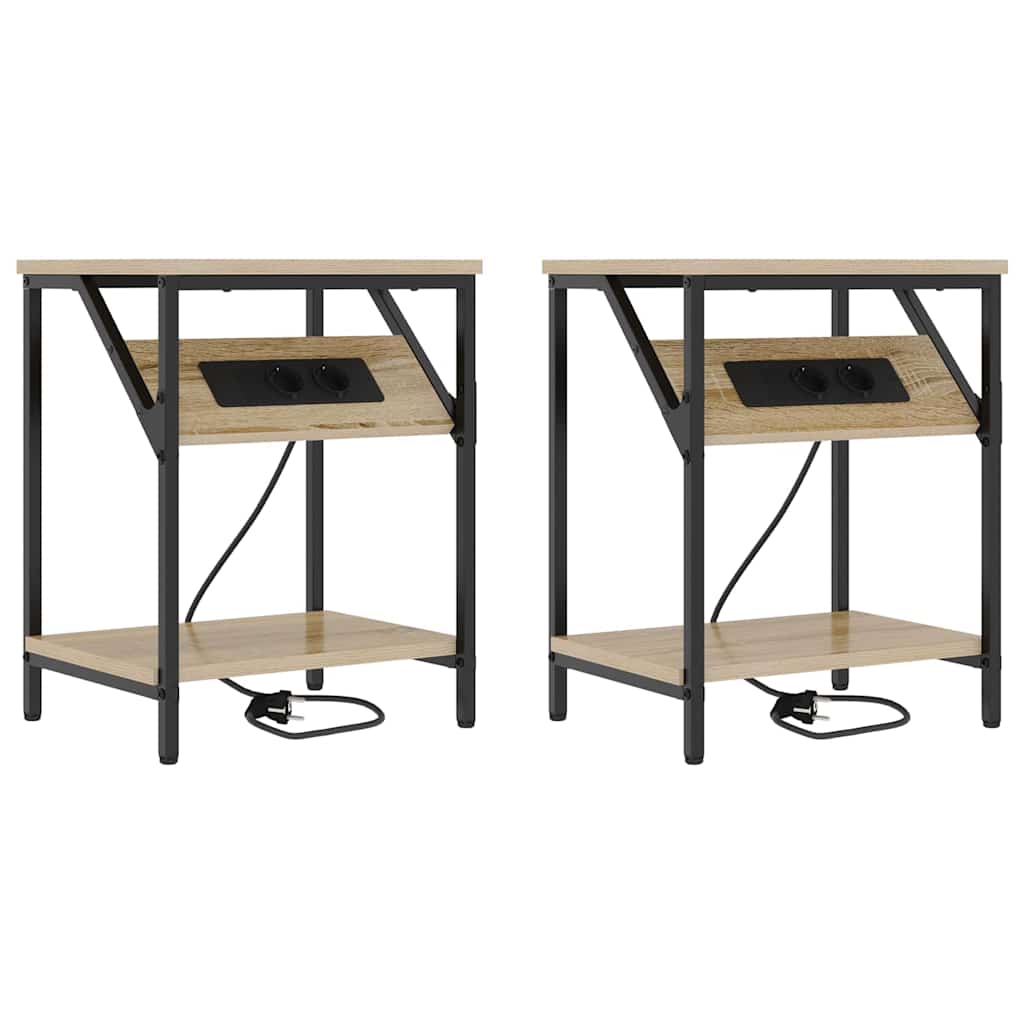 Nachtkastje 2 pcs Sonoma Eiken 38 x 30 x 48 cm Bewerkt hout is nu te koop bij PeponiXL, paradijselijk wonen!