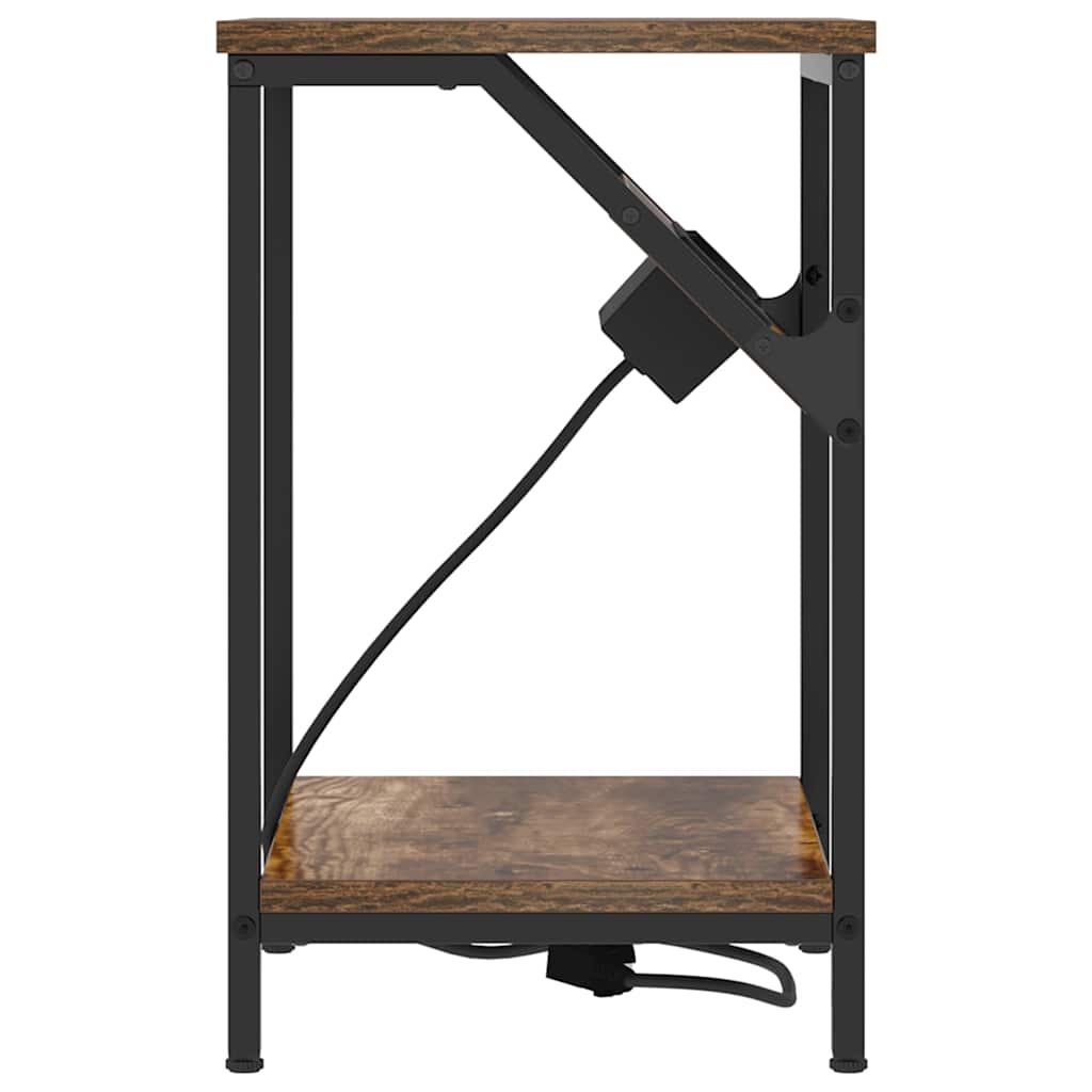 Nachtkastje Gerookt eiken 38 x 30 x 48 cm Bewerkt hout is nu te koop bij PeponiXL, paradijselijk wonen!