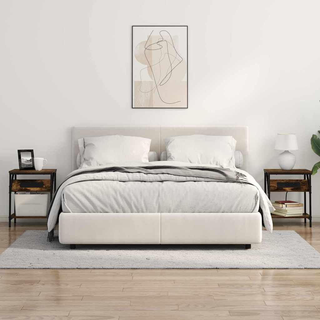 Nachtkastje 2 pcs Gerookt eiken 38 x 30 x 48 cm Bewerkt hout is nu te koop bij PeponiXL, paradijselijk wonen!