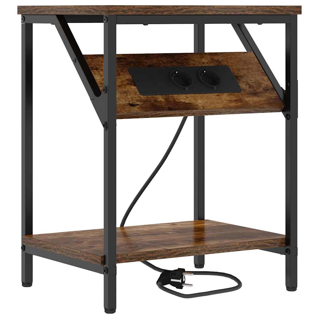 Nachtkastje 2 pcs Gerookt eiken 38 x 30 x 48 cm Bewerkt hout is nu te koop bij PeponiXL, paradijselijk wonen!