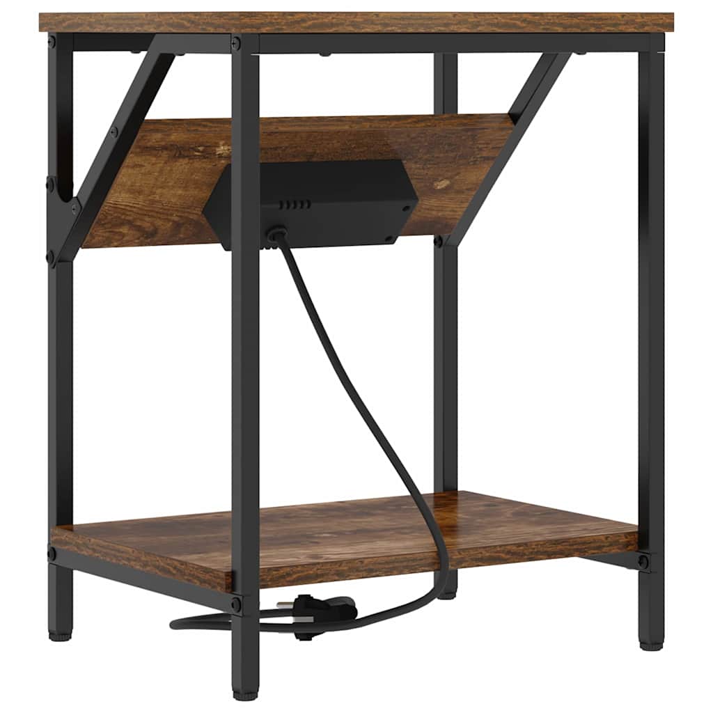 Nachtkastje 2 pcs Gerookt eiken 38 x 30 x 48 cm Bewerkt hout is nu te koop bij PeponiXL, paradijselijk wonen!