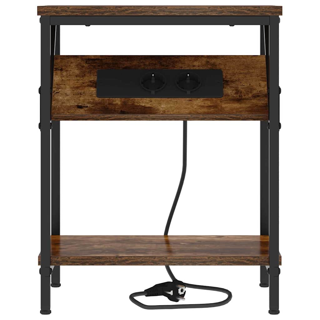 Nachtkastje 2 pcs Gerookt eiken 38 x 30 x 48 cm Bewerkt hout is nu te koop bij PeponiXL, paradijselijk wonen!