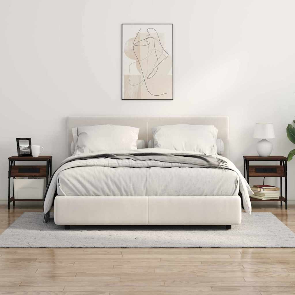 Nachtkastje 2 pcs Bruin Eiken 38 x 30 x 48 cm Bewerkt hout is nu te koop bij PeponiXL, paradijselijk wonen!