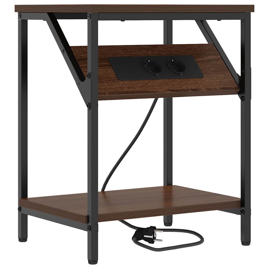 Nachtkastje 2 pcs Bruin Eiken 38 x 30 x 48 cm Bewerkt hout is nu te koop bij PeponiXL, paradijselijk wonen!