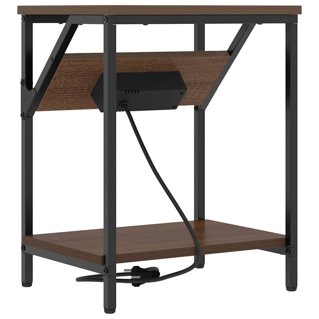 Nachtkastje 2 pcs Bruin Eiken 38 x 30 x 48 cm Bewerkt hout is nu te koop bij PeponiXL, paradijselijk wonen!