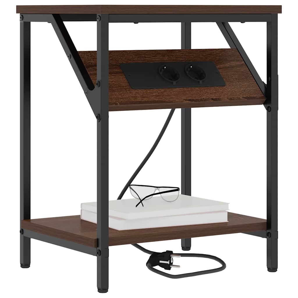 Nachtkastje 2 pcs Bruin Eiken 38 x 30 x 48 cm Bewerkt hout is nu te koop bij PeponiXL, paradijselijk wonen!