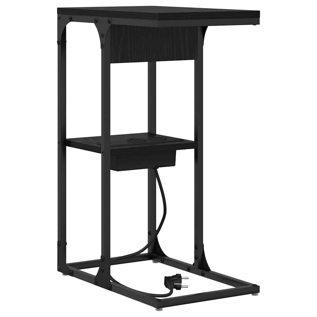 Nachtkastje Zwart Eiken 41,5 x 26 x 60,5 cm Bewerkt hout is nu te koop bij PeponiXL, paradijselijk wonen!